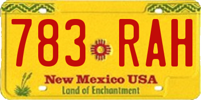 NM license plate 783RAH