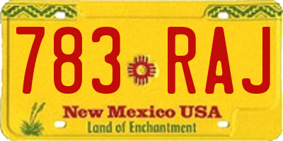 NM license plate 783RAJ