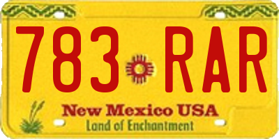 NM license plate 783RAR