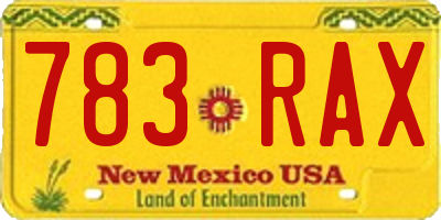 NM license plate 783RAX