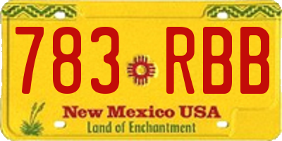 NM license plate 783RBB