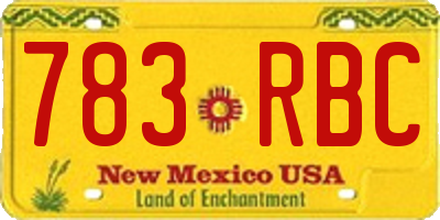 NM license plate 783RBC