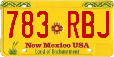 NM license plate 783RBJ