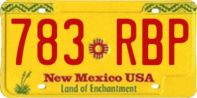 NM license plate 783RBP