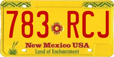 NM license plate 783RCJ
