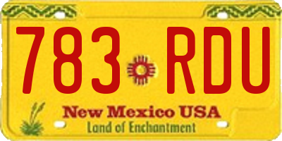 NM license plate 783RDU