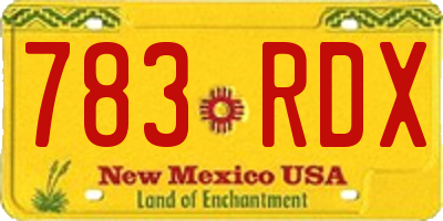 NM license plate 783RDX