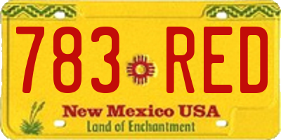 NM license plate 783RED
