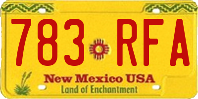 NM license plate 783RFA