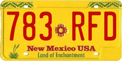 NM license plate 783RFD