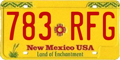 NM license plate 783RFG