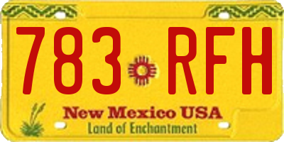 NM license plate 783RFH