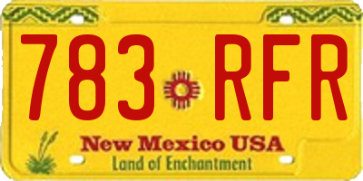 NM license plate 783RFR