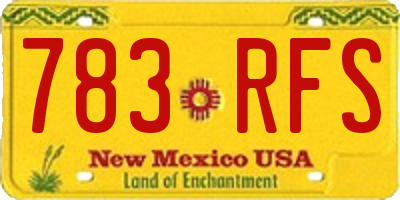 NM license plate 783RFS