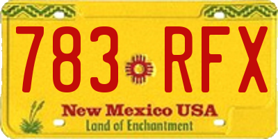 NM license plate 783RFX
