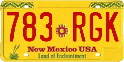 NM license plate 783RGK