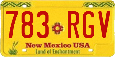 NM license plate 783RGV