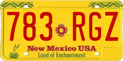 NM license plate 783RGZ
