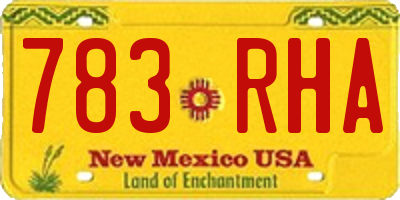 NM license plate 783RHA