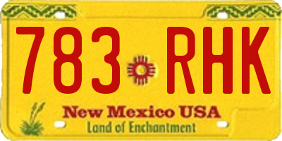 NM license plate 783RHK