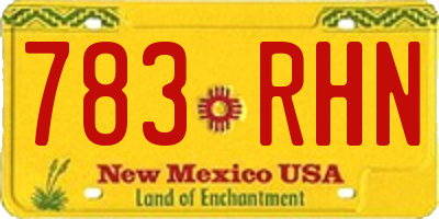 NM license plate 783RHN