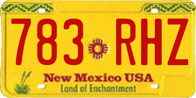 NM license plate 783RHZ