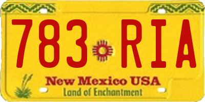 NM license plate 783RIA