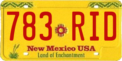 NM license plate 783RID