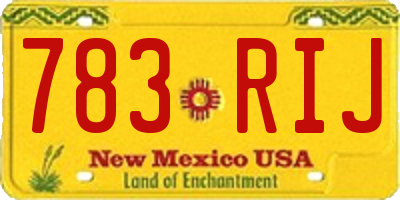 NM license plate 783RIJ