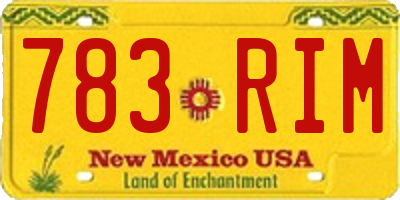 NM license plate 783RIM