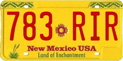 NM license plate 783RIR