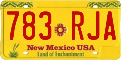 NM license plate 783RJA