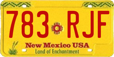 NM license plate 783RJF