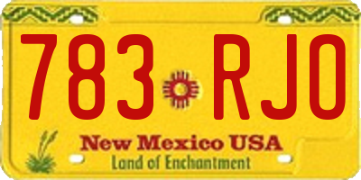 NM license plate 783RJO