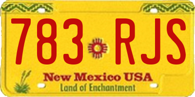 NM license plate 783RJS