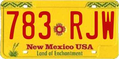 NM license plate 783RJW