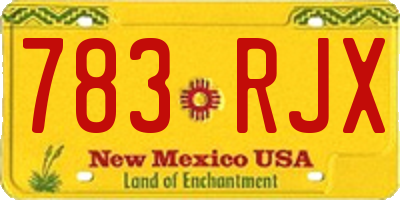 NM license plate 783RJX