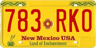 NM license plate 783RKO