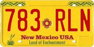 NM license plate 783RLN