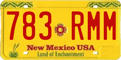 NM license plate 783RMM