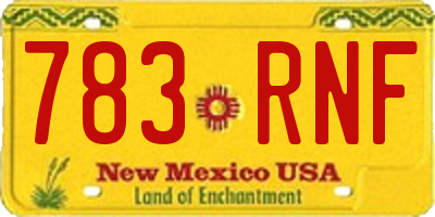 NM license plate 783RNF
