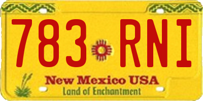 NM license plate 783RNI