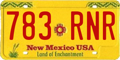 NM license plate 783RNR