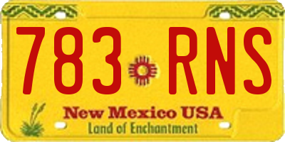 NM license plate 783RNS