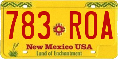NM license plate 783ROA