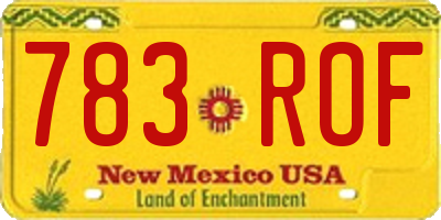 NM license plate 783ROF