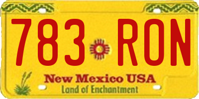 NM license plate 783RON