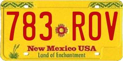 NM license plate 783ROV