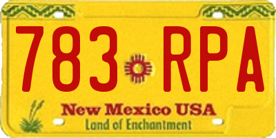 NM license plate 783RPA