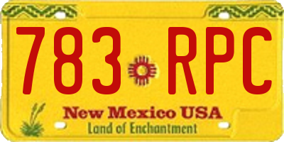 NM license plate 783RPC